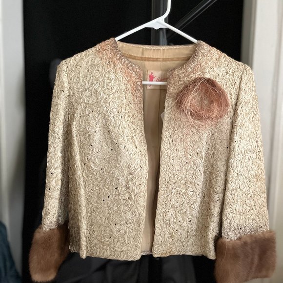 Vintage Jackets & Blazers - vintage balletcore avantgarde "rosette" ribbon bolero jacket (very prada)